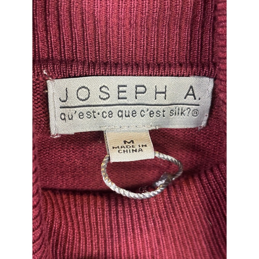 NWT Joseph A Womens Wine Maroon Gold Shoulder Zip Turtleneck Sweater Medium - Picture 8 of 11